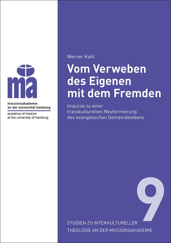 Ein blau-weißes Cover ohne Bildmotiv mit dem Logo der Missionsakademie, dem Titel des Buches, sowie der Bandzählung als große Zahl